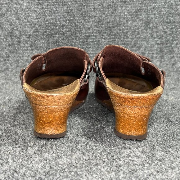 Papillio By Birkenstock Dana Wedge Clogs Women's 8 Brown Leather Slip On Sandals - Picture 6 of 13
